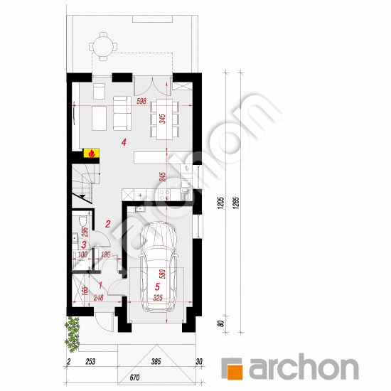 Проект дома ARCHON+ Дом под гинко 16 (ГБА) План першого поверху