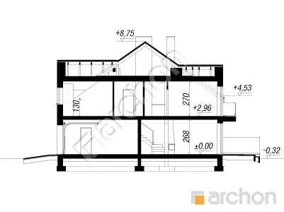 Проект дома ARCHON+ Дом под гинко 16 (ГБА) Розріз будинку