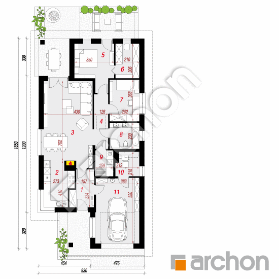 Проект дома ARCHON+ Дом в лиредах  План першого поверху