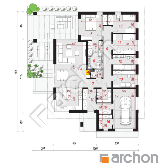 Проект дома ARCHON+ Дом в нигеллах (Г) План першого поверху