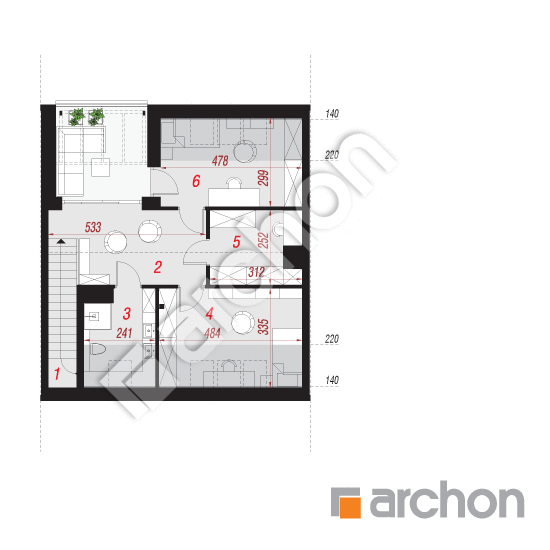 Проект будинку ARCHON+ Будинок в фіалках 17 (Р2С) План мансандри