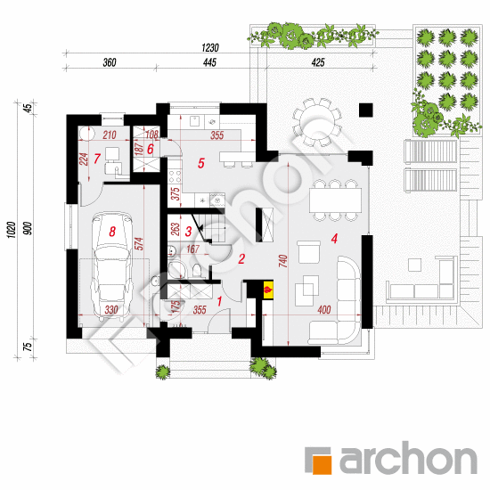 Проект будинку ARCHON+ Будинок в амброзіях План першого поверху