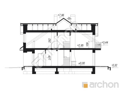Проєкт будинку ARCHON+ Будинок в клематисах 9 (А) вер.2 Розріз будинку