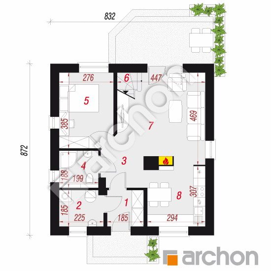 Проект дома ARCHON+ Дом миниатюрка вер. 2 План першого поверху