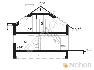 Проект дома ARCHON+ Дом миниатюрка вер. 2 Розріз будинку