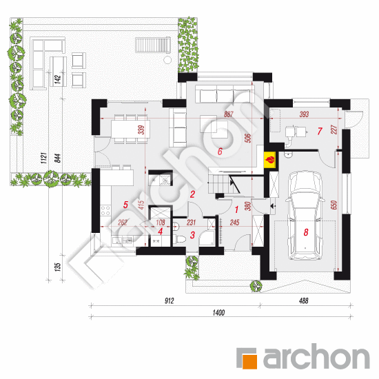 Проект дома ARCHON+ Дом под личи 7 (Н) План першого поверху