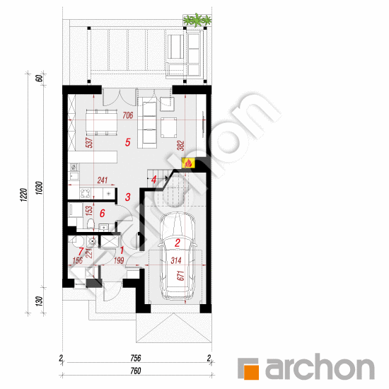 Проект дома ARCHON+ Дом в клематисах 25 (С) План першого поверху