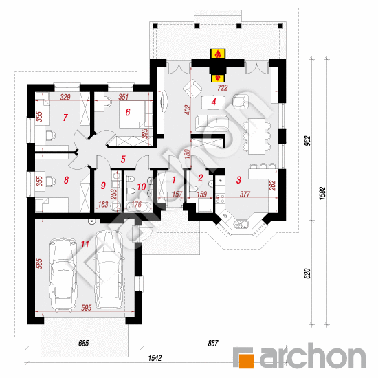 Проект будинку ARCHON+ Будинок в гарденіях вер.2 План першого поверху