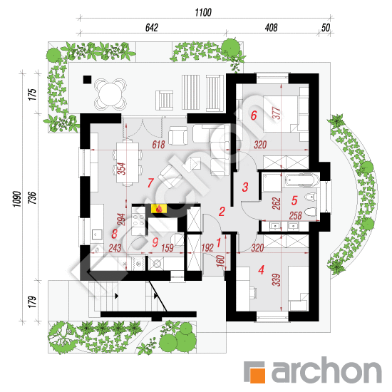 Проект дома ARCHON+ Вилла Луиза (Р2) План першого поверху