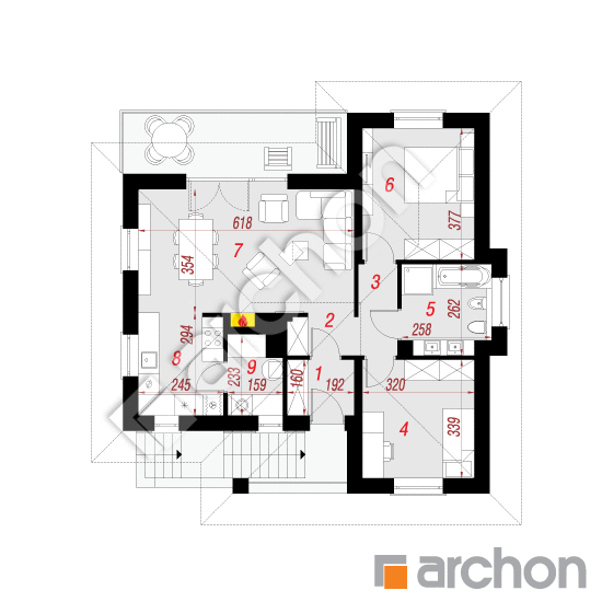 Проект будинку ARCHON+ Вілла Луїза (Р2) План першого поверху