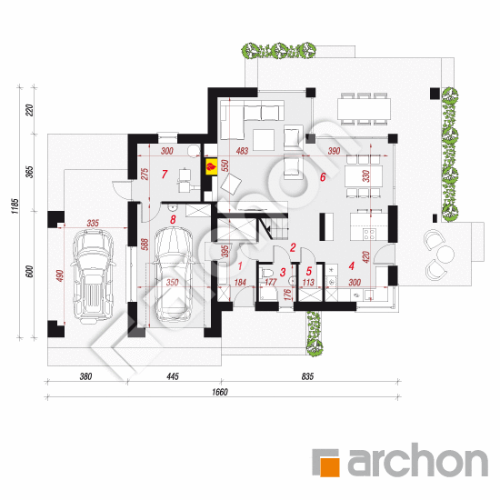 Проект дома ARCHON+ Дом в аурорах (Н) План першого поверху