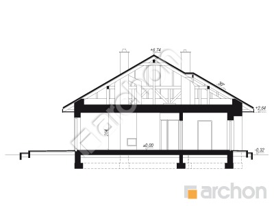 Проєкт будинку ARCHON+ Будинок в герані 2 (Т) Розріз будинку