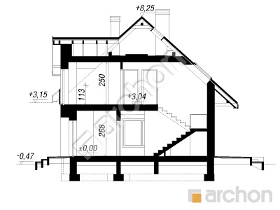 Проєкт будинку ARCHON+ Будинок в люцерні (Г2Т) Розріз будинку