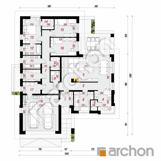 Проект будинку ARCHON+ Будинок у звіробої План першого поверху