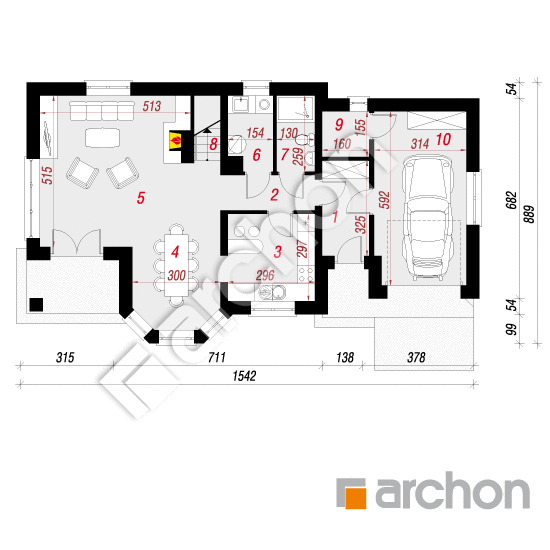 Проект дома ARCHON+ Дом в клюкве 2 вер.2 План першого поверху