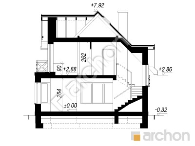 Проект дома ARCHON+ Дом в клюкве 2 вер.2 Розріз будинку