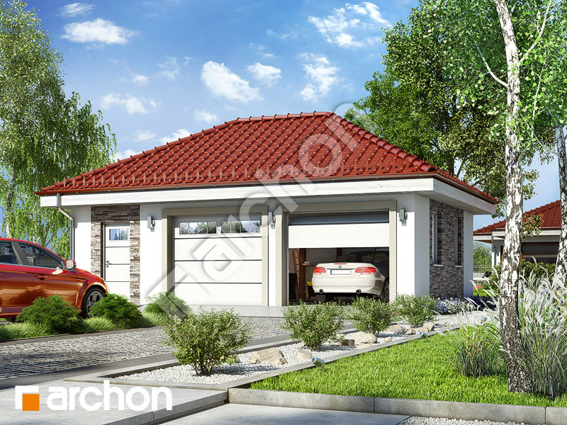 Проект дома ARCHON+ Г25а - Двухместный гараж  Вид 1