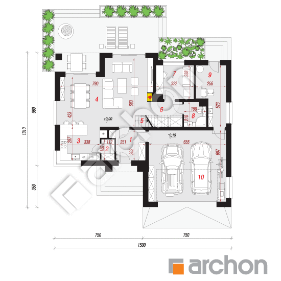 Проект будинку ARCHON+ Будинок в кортландах 4 (Г2) План першого поверху