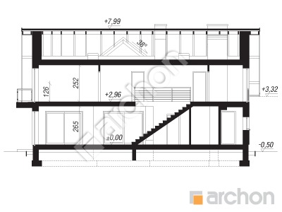 Проект дома ARCHON+ Дом в кортландах 4 (Г2) Розріз будинку