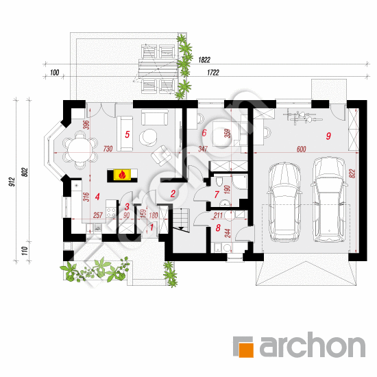 Проект дома ARCHON+ Дом в деванне 2 (Г2) План першого поверху