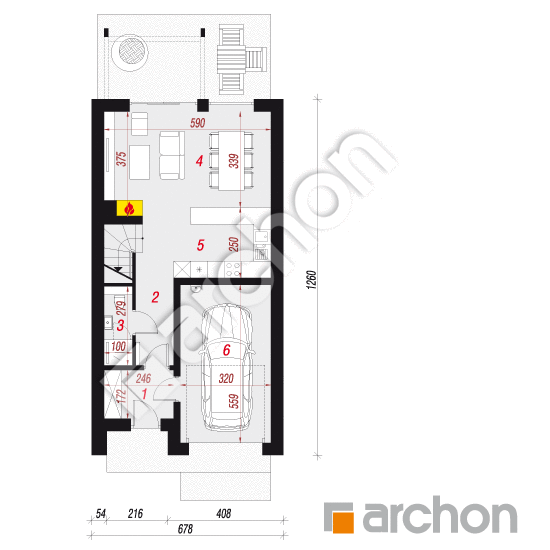 Проект дома ARCHON+ Дом под гинко 12 (Г) План першого поверху