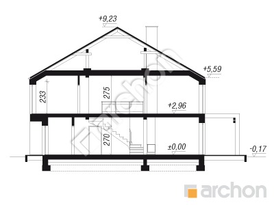 Проєкт будинку ARCHON+ Будинок під гінко 12 (Г) Розріз будинку