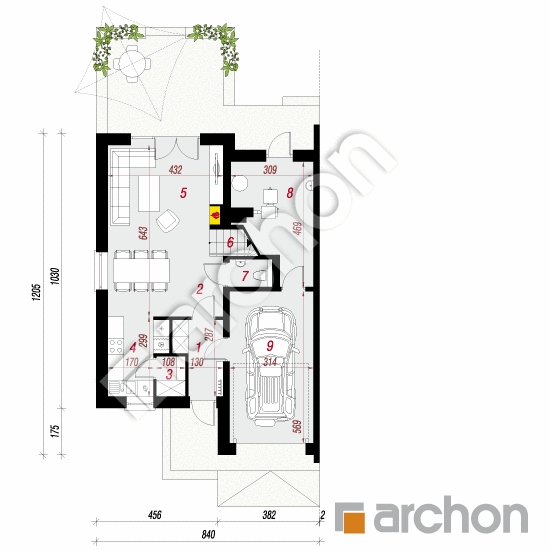 Проект дома ARCHON+ Дом под агавами 2 (В) План першого поверху