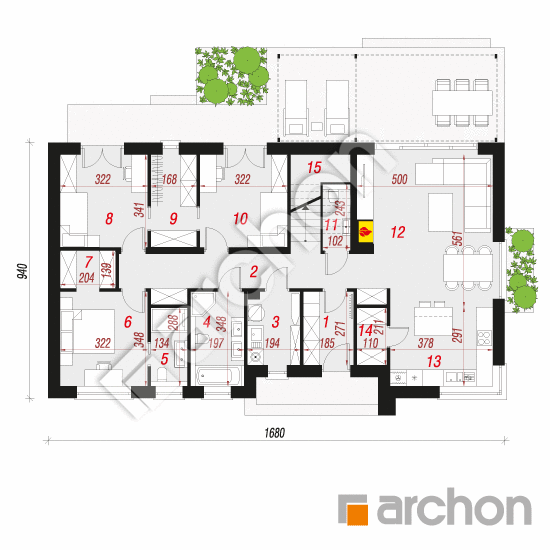 Проект дома ARCHON+ Дом в базилике 3 План першого поверху