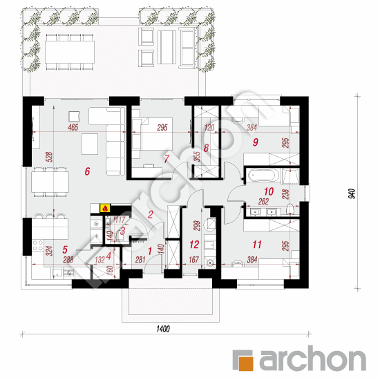 Проект дома ARCHON+ Дом в липенниках План першого поверху