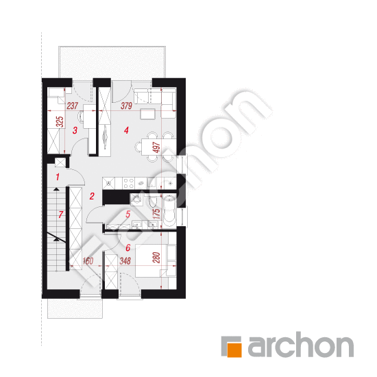 Проект дома ARCHON+ Дом в фиалках 14 (Р2Б) вер.3 План першого поверху