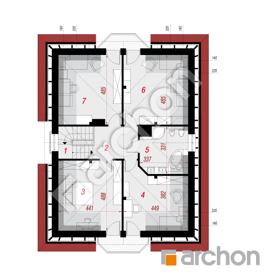 Проект будинку ARCHON+ Будинок в гліді вер.2 План мансандри