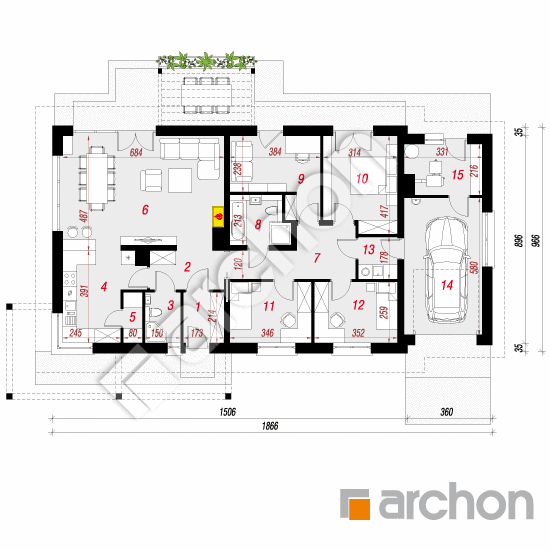 Проект будинку ARCHON+ Будинок в мекінтошах (Мп) План першого поверху