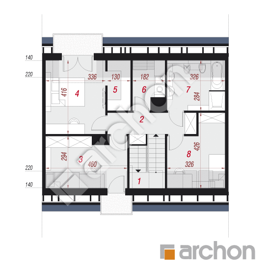 Проект будинку ARCHON+ Будинок в хімонантах (С) вер. 2 План мансандри