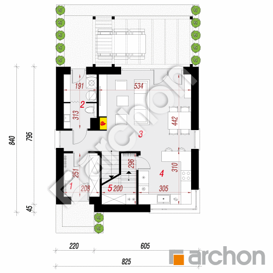 Проект дома ARCHON+ Дом в квинслендах 2 План першого поверху