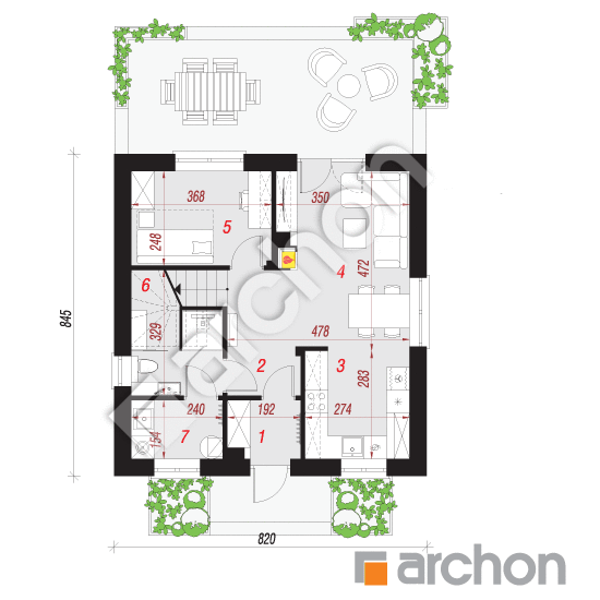 Проект будинку ARCHON+ Будинок в рододендронах 11 вер.3 План першого поверху