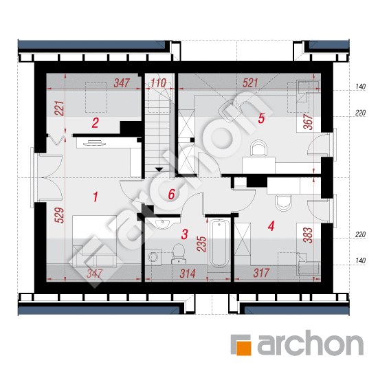 Проект будинку ARCHON+ Будинок в брусниці 3 вер.2 План мансандри