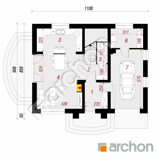 Проект дома ARCHON+ Дом в люцерне 2 вер.2 План першого поверху