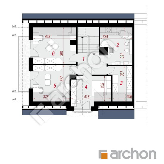 Проект будинку ARCHON+ Будинок в люцерні 6 (Б) План мансандри