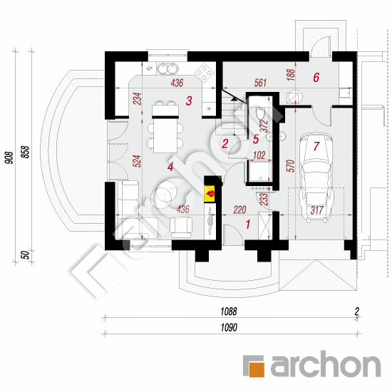 Проект будинку ARCHON+ Будинок в люцерні 6 (Б) План першого поверху