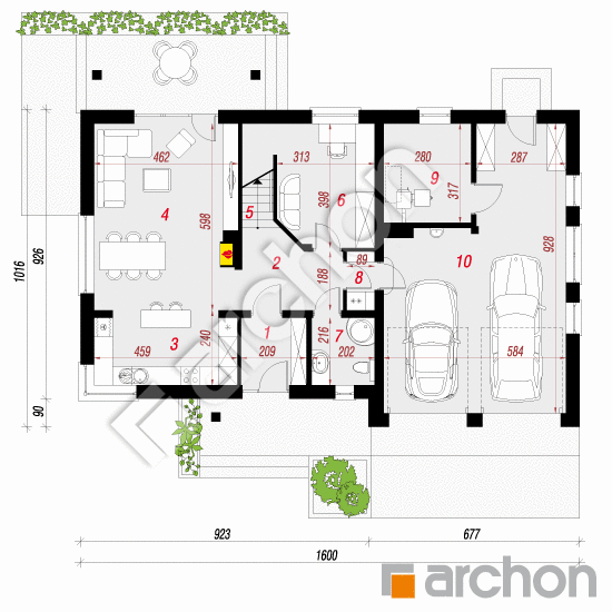 Проект дома ARCHON+ Дом в гейджее 2 (Г2) План першого поверху