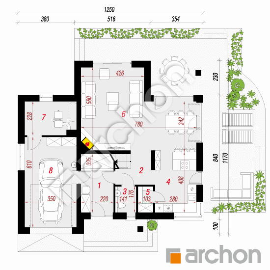 Проект будинку ARCHON+ Будинок в аурорах 3 План першого поверху