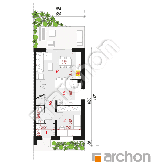 Проект дома ARCHON+ Дом под гинко 10 (Б) План першого поверху