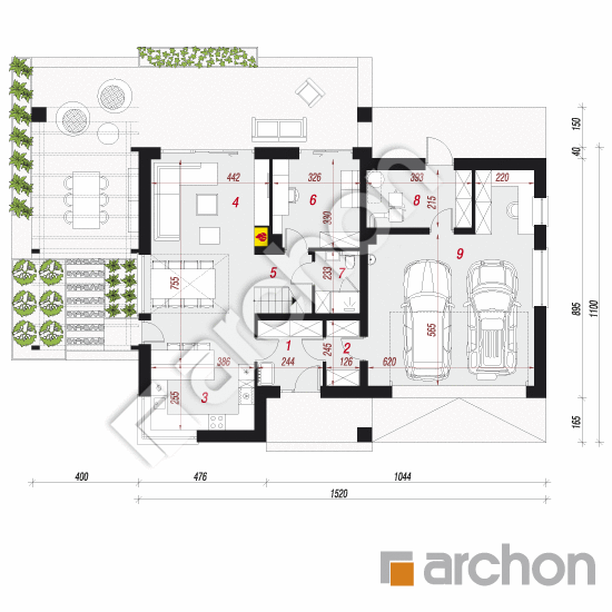 Проект дома ARCHON+ Дом в аморфах (Г2) План першого поверху