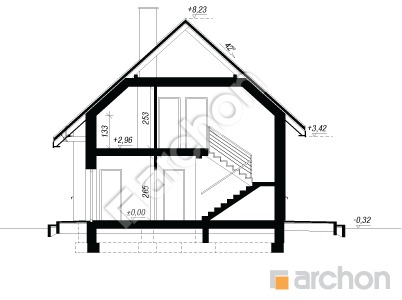 Проект дома ARCHON+ Дом в хлорофитуме ВИЭ Розріз будинку