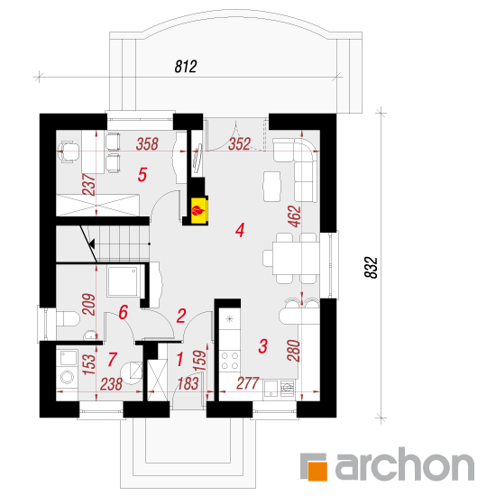 Проект будинку ARCHON+ Будинок в рододендронах 11 вер.2 План першого поверху
