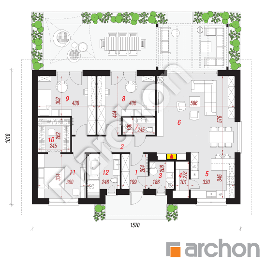 Проект будинку ARCHON+ Будинок у вівсянниці 10 План першого поверху