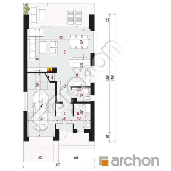 Проект дома ARCHON+ Дом в папаверах (А) План першого поверху