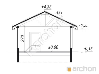 Проект дома ARCHON+ Гаражный навес Н3 Розріз будинку