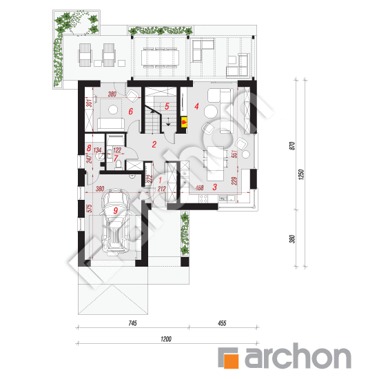 Проект будинку ARCHON+ Будинок в лісовій суниці План першого поверху