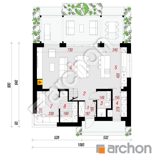 Проект будинку ARCHON+ Будинок під сосною 3 План першого поверху